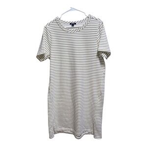 Buffalo David Bitton Striped T-Shirt Dress Medium Olive Cream Casual Stretch